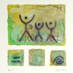 Acryl-Sand-Mischtechnik auf handgeschöpften Papieren - montiert Sand-Lijoner