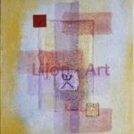 Acryl-Sand-Mischtechnik, Blattgold auf Leinwand Quadratlijoner 1